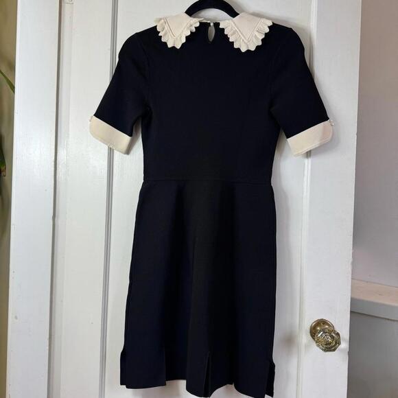 Sandro Caline Contrast Trim Lace Frill Peter Pan Collar Knit Mini Dress - Picture 10 of 11